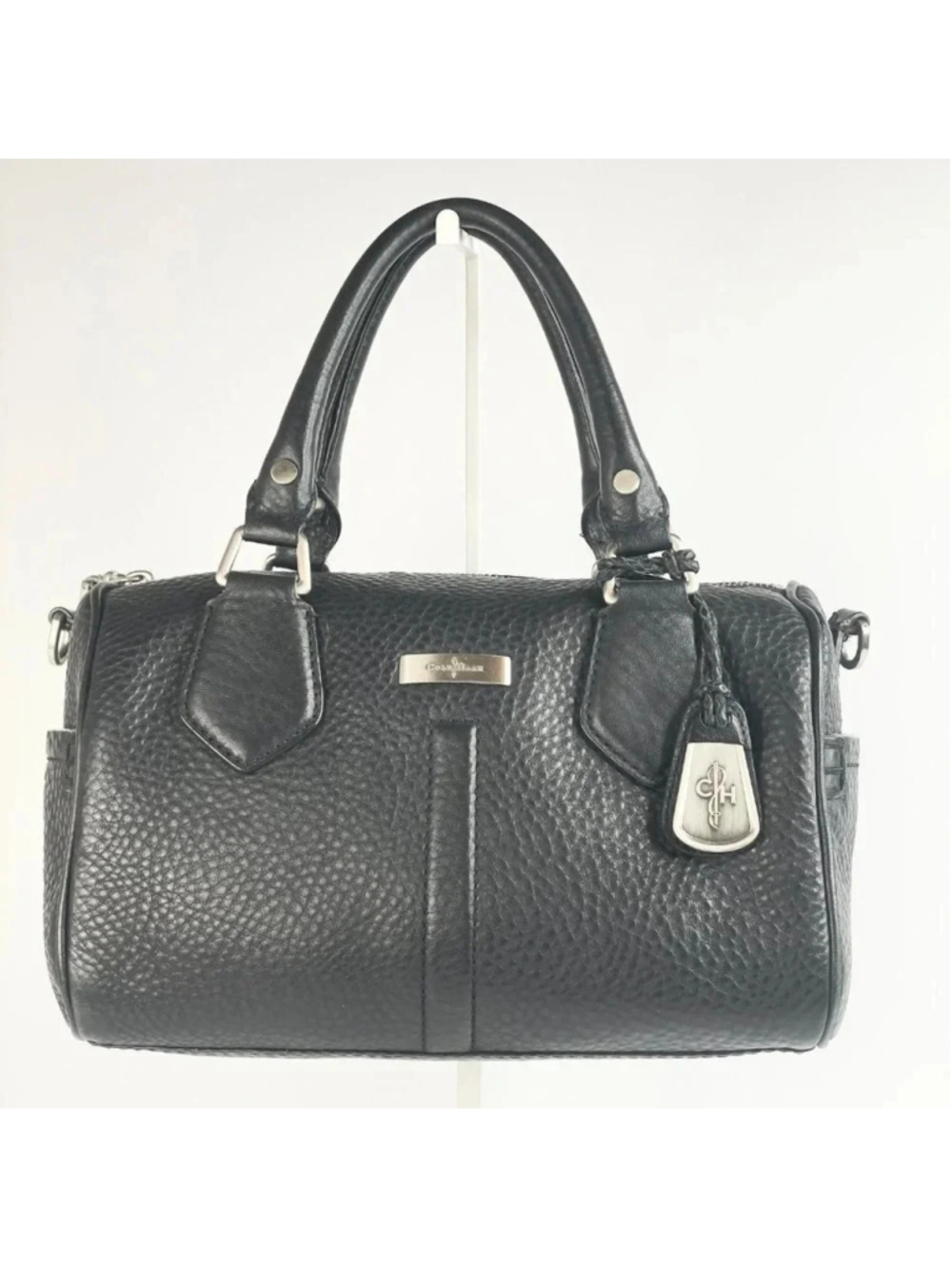 COLE HAAN Satchel Crossbody Bag Color Black Silver Tone Hardware Removable strap